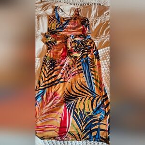 Tropical Print 2 Piece Maxi Skirt And Top Xl